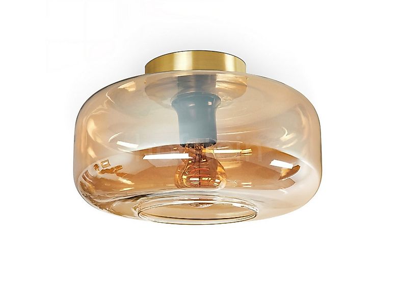 hofstein Deckenleuchte Deckenlampe aus Metall/Glas in Messingfarben/Bernste günstig online kaufen