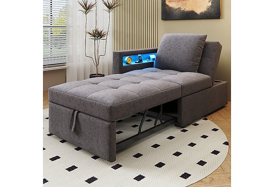 KLAM HOME Schlafsofa Schlafsofa 3-in-1 mit LED-Beleuchtung und USB-Ladestat günstig online kaufen