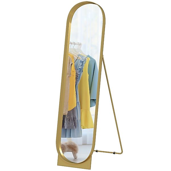 HOMCOM Bodenstehender Arched Spiegel 40 x 160 cm, großer Spiegel mit Metall günstig online kaufen