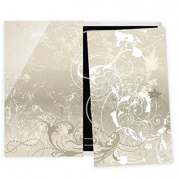 2-teilige Herdabdeckplatte Glas Muster & Textur Perlmutt Ornament Design günstig online kaufen