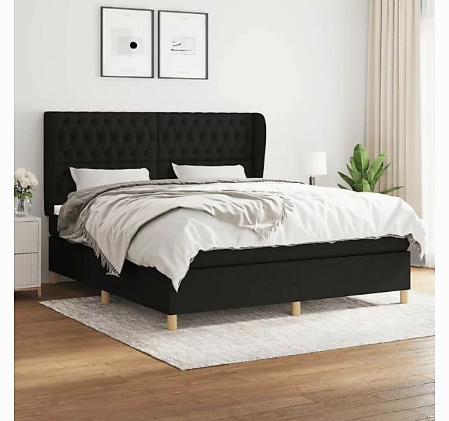 vidaXL Boxspringbett Boxspringbett mit Matratze Schwarz 180x200 cm Stoff Be günstig online kaufen