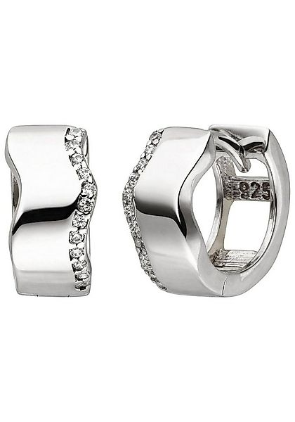 JOBO Paar Creolen Ohrringe Silberohrringe 12 mm, 925 Silber mit 24 Zirkonia günstig online kaufen