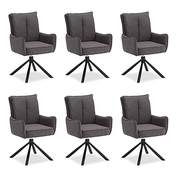 Homestyle4u Polsterstuhl Stoff Anthrazit Drehbar 6er Set 3068 günstig online kaufen