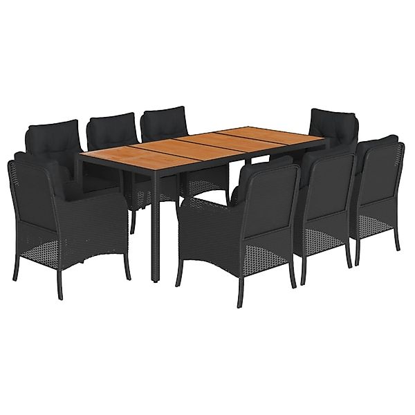vidaXL 9-Tlg Garten-Essgruppe mit Kissen Schwarz Poly Rattan 3211871 günstig online kaufen