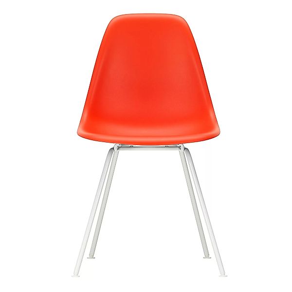 Vitra - Eames Plastic Side Chair DSX Gestell weiß - mohnrot/Sitzschale Poly günstig online kaufen