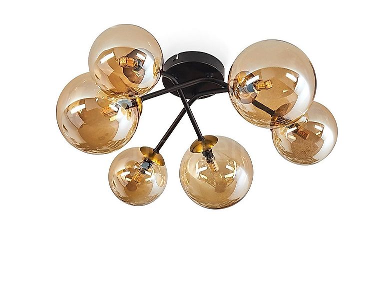hofstein Deckenleuchte Deckenlampe aus Metall/Glas in Schwarz/Goldfarben/Be günstig online kaufen