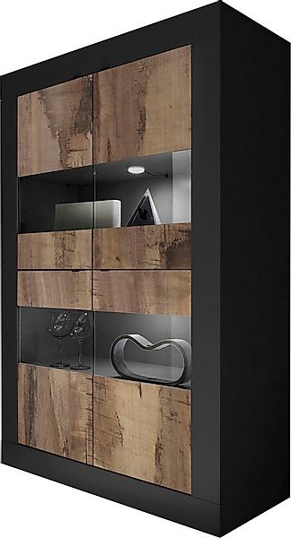 Home affaire Vitrine Basic Höhe 162 cm, Standvitrine mit 4 Türen - Metallgr günstig online kaufen