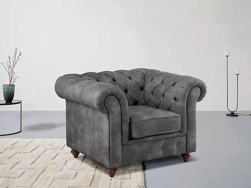 Home affaire Sessel "Chesterfield B/T/H: 105/69/74 cm", mit hochwertiger Kn günstig online kaufen