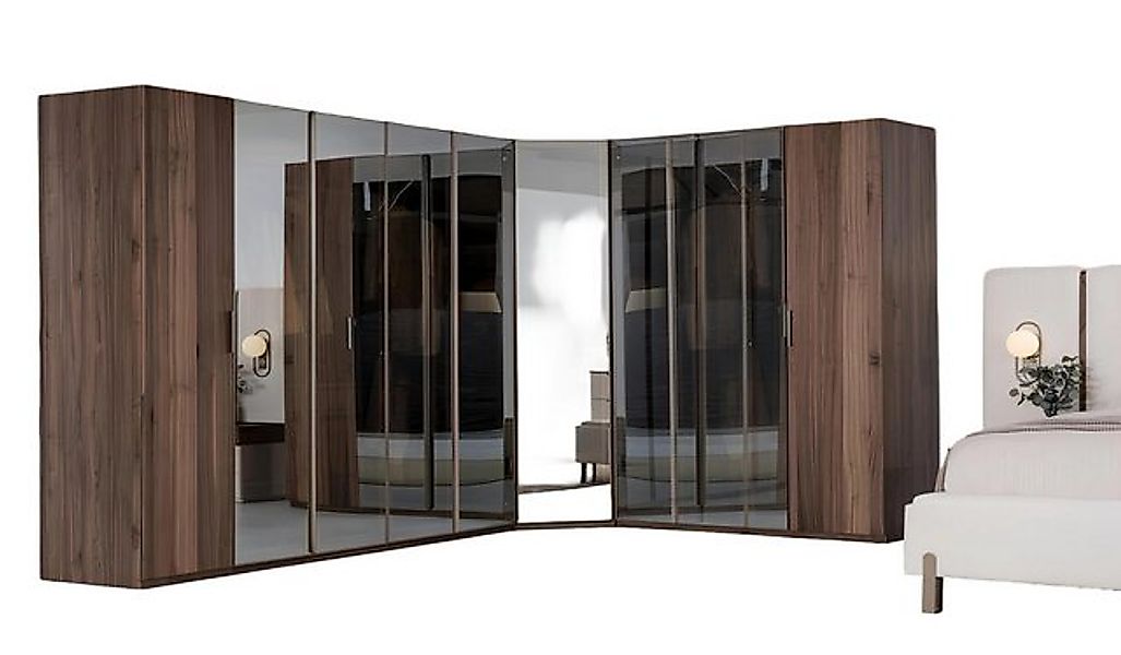 Xlmoebel Eckkleiderschrank Exklusiver Designer-Eckschrank in Braun aus Holz günstig online kaufen
