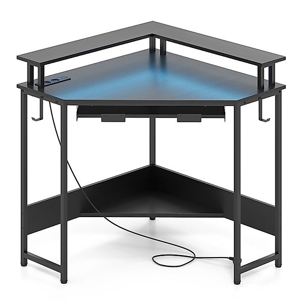COSTWAY Eckschreibtisch, mit LED, Ladestation, Tastaturablage günstig online kaufen