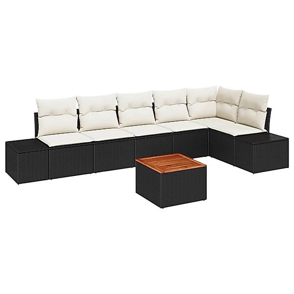 vidaXL Garten-Sofa-Set 7-Tlg Schwarz Weiß 3356633 günstig online kaufen
