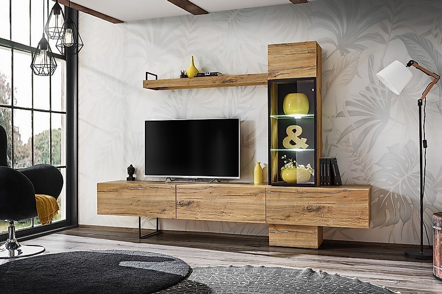ASM-Moebel Wohnwand Wohnwand RISE mit Led günstig online kaufen
