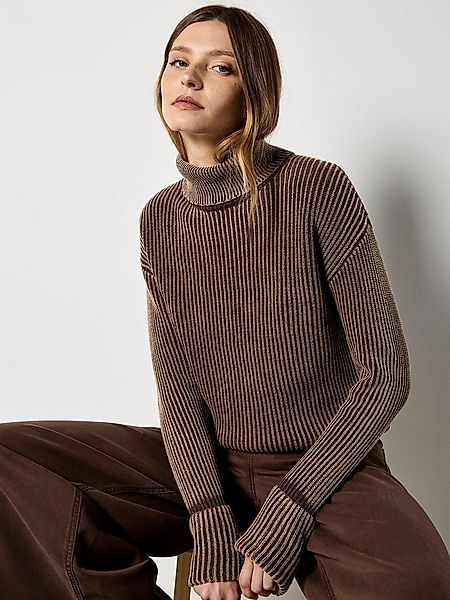 Apricot Rollkragenpullover Rollkragenpullover mit Rippstrick und Stonewashe günstig online kaufen