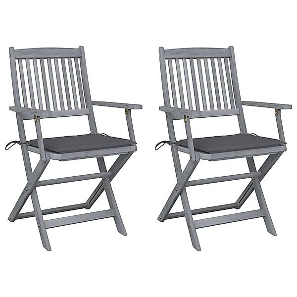 vidaXL Klappbare Gartenstühle 2 Stk mit Sitzkissen Massivholz Akazie 306448 günstig online kaufen