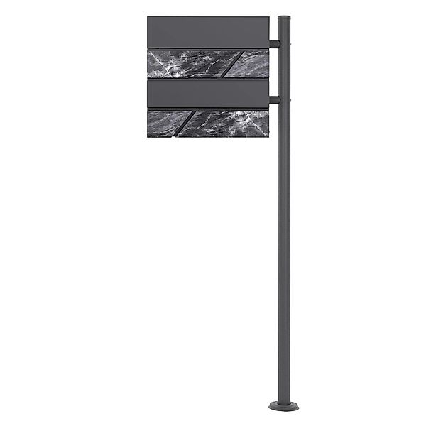 ML-Design Briefkasten Anthrazit Schwarz-Marmoroptik mit Zeitungsfach Pfoste günstig online kaufen