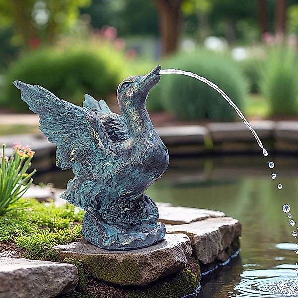 Arnusa Wasserspeier Solar Wasserspiel Teichfigur Ente günstig online kaufen