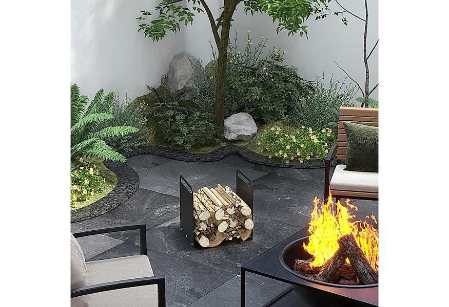 Outsunny Kaminholzregal mit Griffe, BxTxH:36.5x30x90 cm, (Feuerholzregal, 1 günstig online kaufen