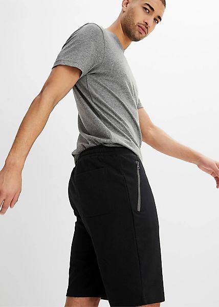 bonprix Sweatbermudas aus Baumwolle und Polyester, mit Reißverschluss-Tasch günstig online kaufen