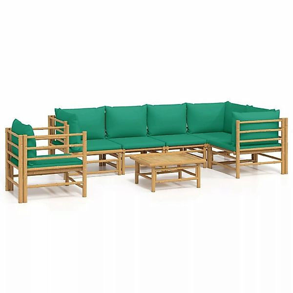vidaXL Gartenlounge-Set 7-tlg. Garten-Lounge-Set mit Grünen günstig online kaufen