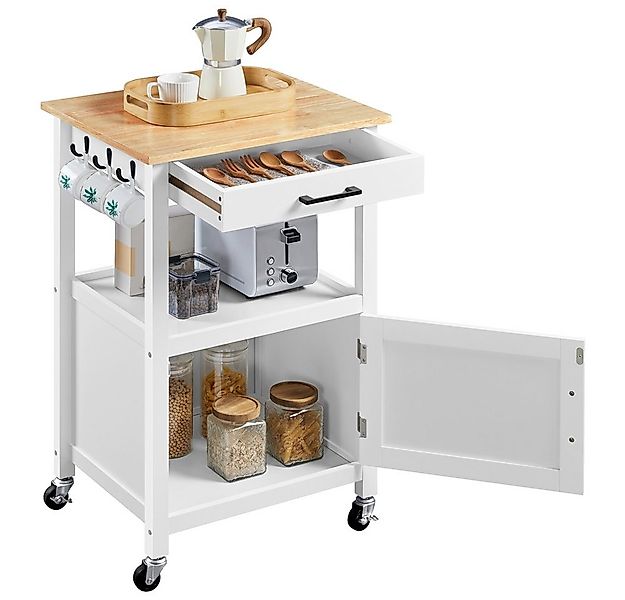 Yaheetech Küchenwagen Servierwagen auf Rollen, Beistellwagen mit Schrank & günstig online kaufen