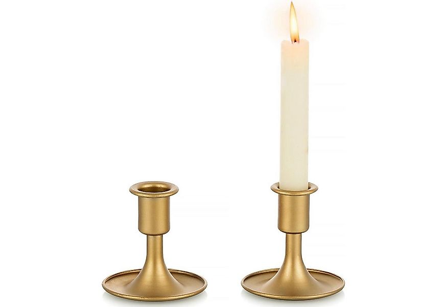 LuxusKollektion Tischkerzenhalter Kerzenhalter Gold Stabkerzen Metall 2er S günstig online kaufen