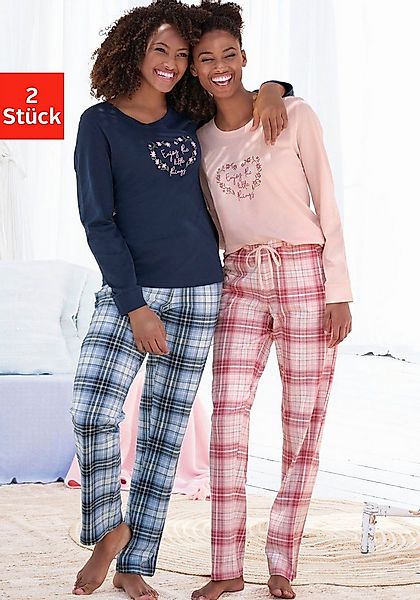 Vivance Dreams Pyjama (4 tlg., 2er Pack) mit Karo- und Blumendruck im Doppe günstig online kaufen