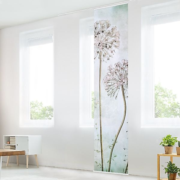 Bilderdepot24 Schiebegardine modern Flächenvorhang blickdicht Lauchblüten günstig online kaufen