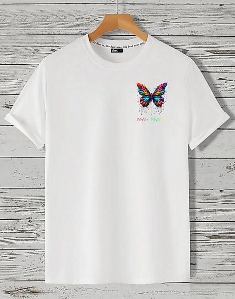 RMK T-Shirt Herren Shirt Basic Rundhals mit Butterfly Regenbogen Schmetterl günstig online kaufen