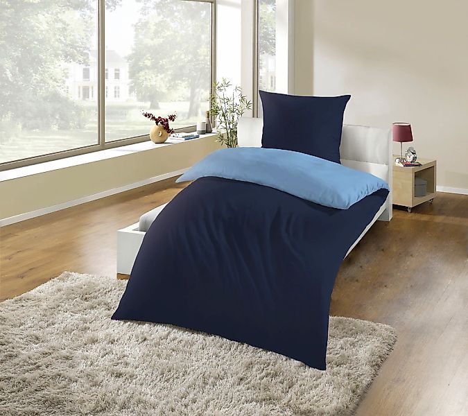 KiNZLER Wendebettwäsche "Wendebettwäsche Mikrofaser Flanell Bettwäsche "Cas günstig online kaufen