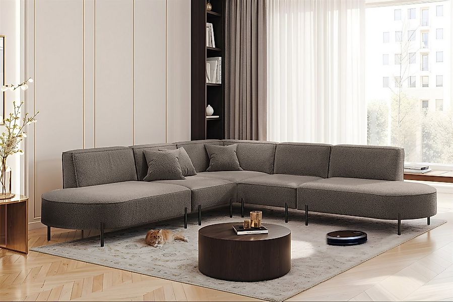 Fun Möbel Ecksofa Sofa VALENCIA Seite universal in Stoff, Rundumbezug günstig online kaufen