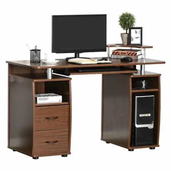 HOMCOM Computertisch mit 2 Schubladen braun günstig online kaufen