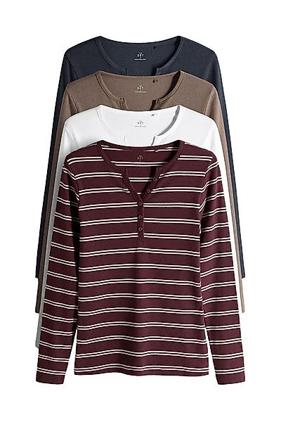 The Set Langarmshirt The Set gerippte Henley-Langarmshirts, 4er-Pack (4-tlg günstig online kaufen