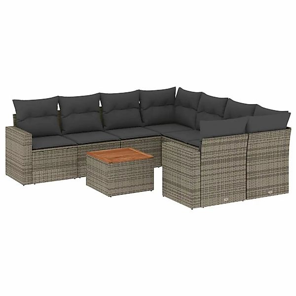 vidaXL 9-tlg Garten-Sofagarnitur mit Kissen Grau Poly Rattan Modell 72 günstig online kaufen