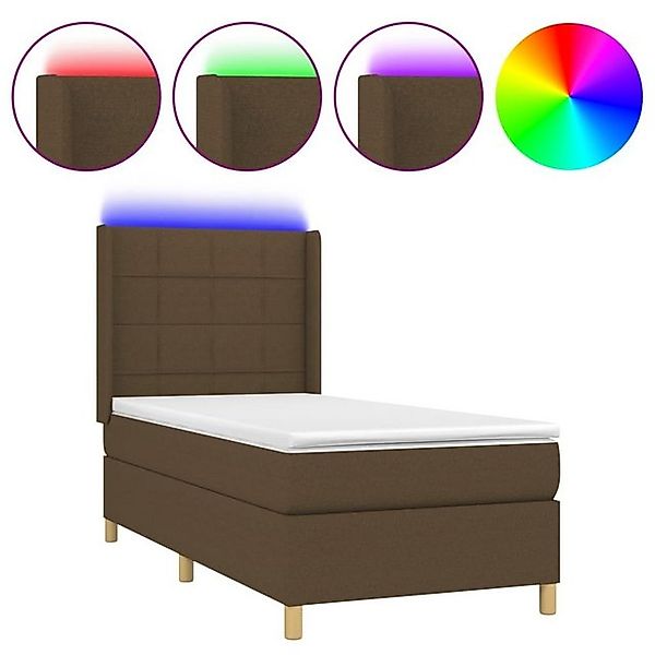 vidaXL Boxspringbett Boxspringbett mit Matratze LED Dunkelbraun 100x200 cm günstig online kaufen