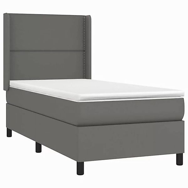 vidaXL Bett Boxspringbett mit Matratze & LED Grau 80x200 cm Kunstleder günstig online kaufen