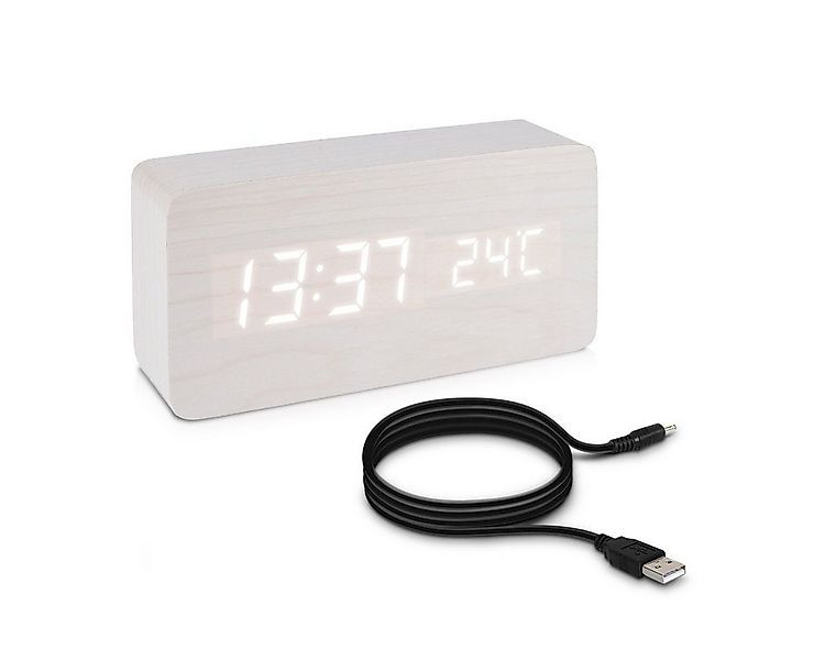 kwmobile Wecker Digitalwecker in Holzoptik - Anzeige v. Uhrzeit, Temperatur günstig online kaufen