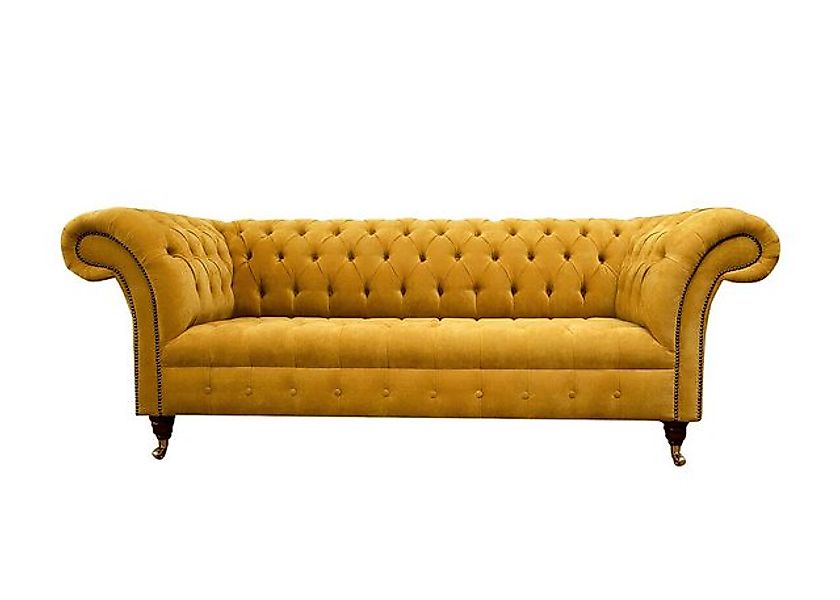 Xlmoebel Sofa Chesterfield Dreisitzer in Gelb Stoff Design Sofa Polstermöbe günstig online kaufen