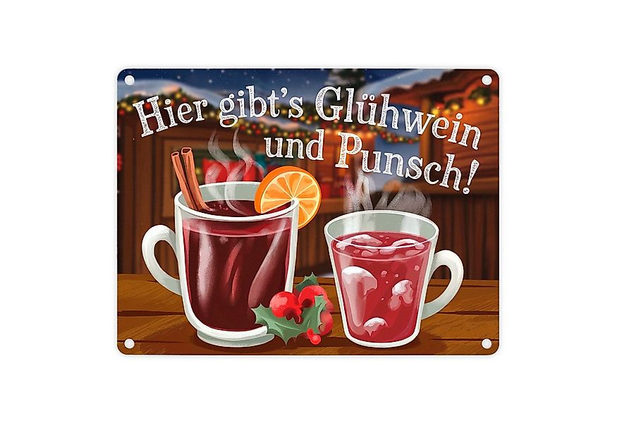 speecheese Metallschild Hier gibts Glühwein und Punsch Metallschild in 15x2 günstig online kaufen