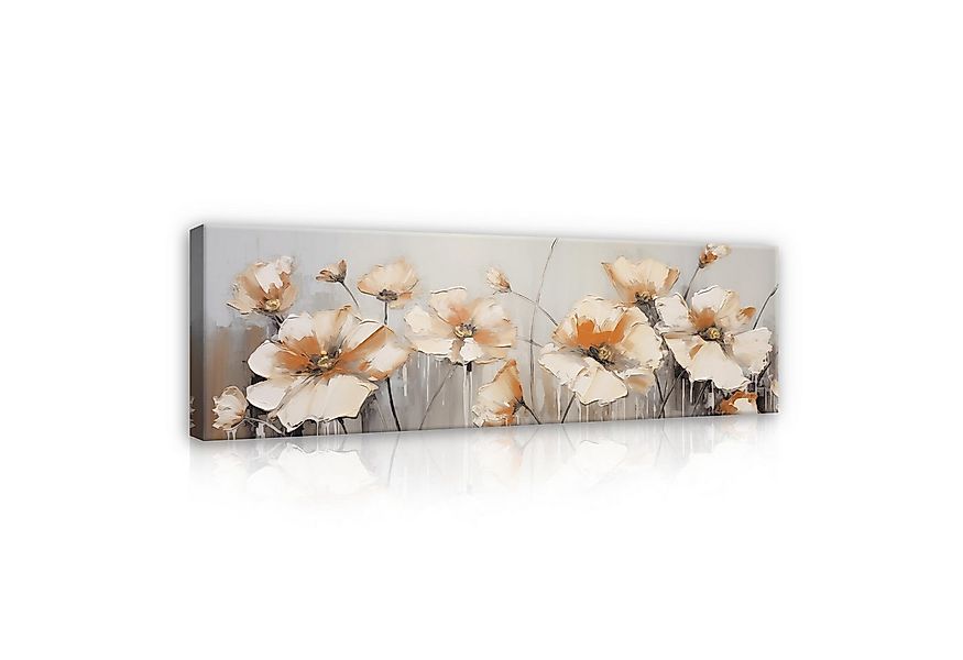 Wallarena Leinwandbild Blumen Beige Abstrakt Wandbilder XXL Wand Deko Moder günstig online kaufen