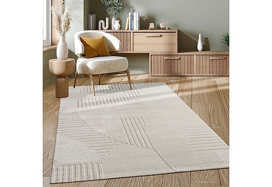 KADIMA DESIGN Teppich Struktur Wohnzimmer 100% Polyester Teppich Kurzflor, günstig online kaufen