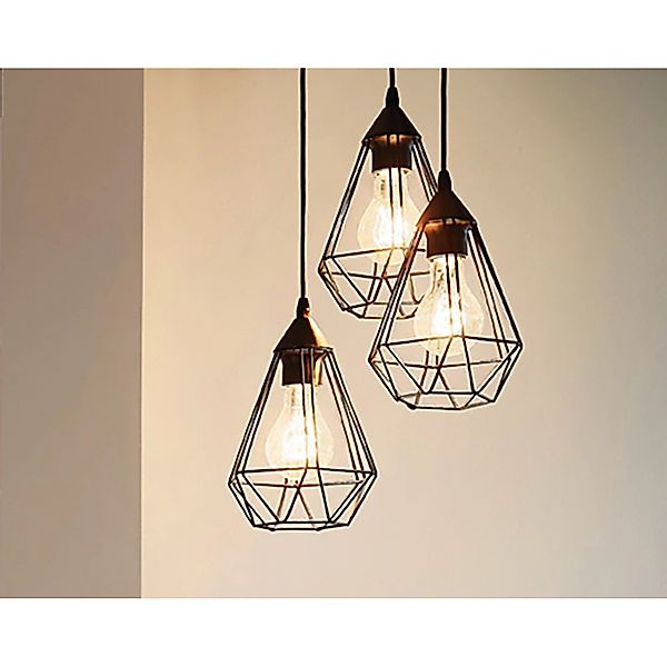Eglo Pendelleuchte Tarbes Schwarz 3-flammig Ø 31 cm günstig online kaufen