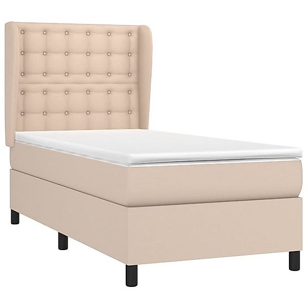 vidaXL Bett Boxspringbett Matratze Cappuccino-Braun 100x200cm Kunstleder günstig online kaufen