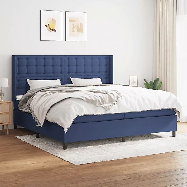 Vidaxl Boxspringbett Mit Matratze Blau 200x200 Cm Stoff günstig online kaufen