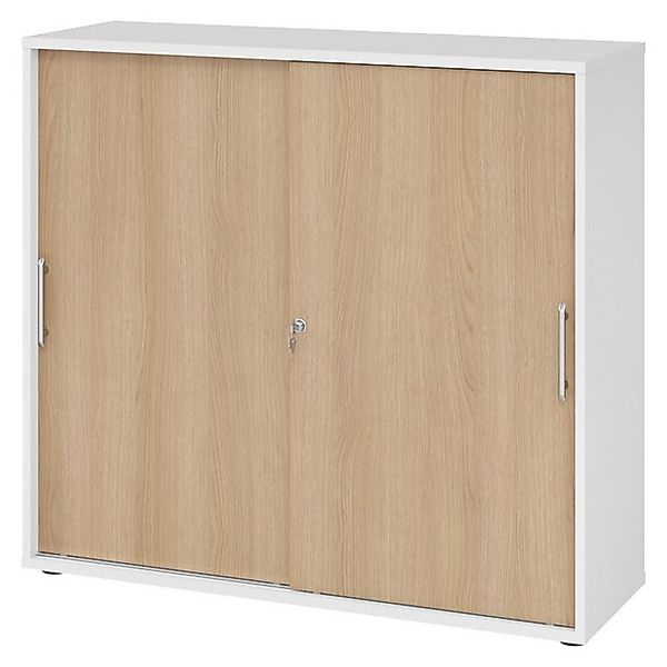 bümö Aktenschrank office Schiebetürenschrank Dekor: Weiß/Eiche - Griffe: Re günstig online kaufen