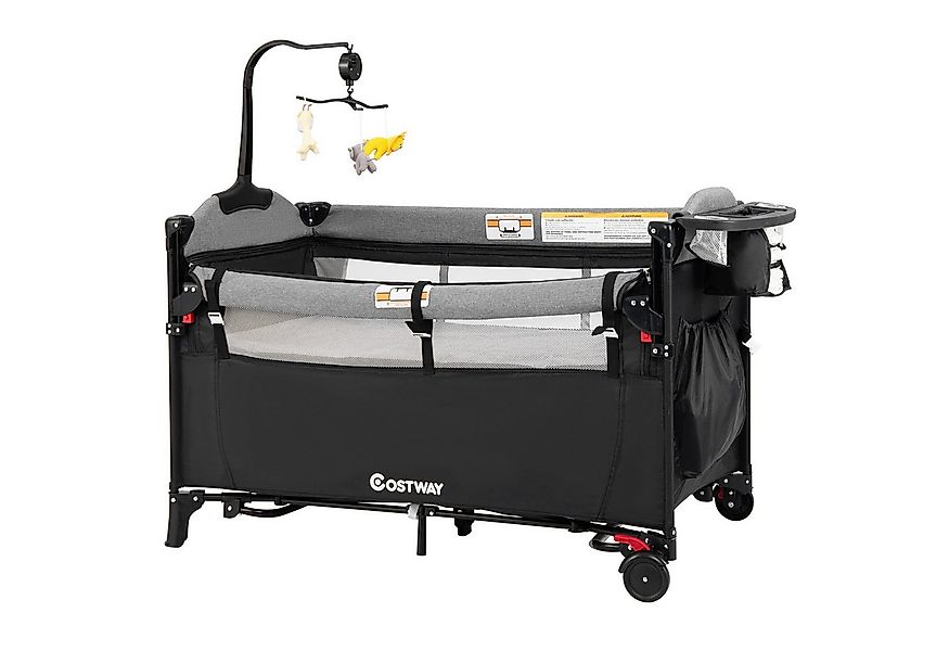 COSTWAY Baby-Reisebett 5 in1 Beistellbett, mit Matratze, höhenverstellbar günstig online kaufen