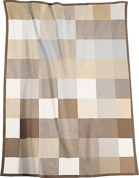 Wohndecke Pure Cotton Karo beige, karierte Baumwolldecke in 150x200, Bieder günstig online kaufen