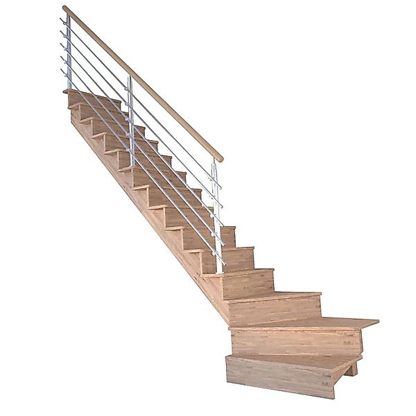 Treppe Lindos Pro Eiche Gew. L 80 cm Setzstufen Design-Geländer-Edelstahl F günstig online kaufen