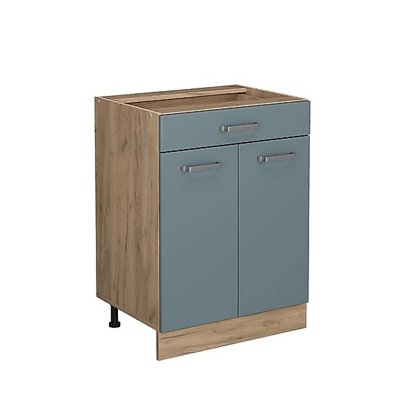 Vicco Küchenunterschrank R-Line Blau-Grau 60 cm mit Schublade ohne Arbeitsp günstig online kaufen