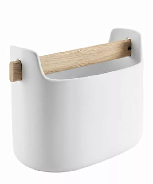Aufbewahrungsbehälter Toolbox keramik weiß holz natur / L 19 cm x H 15 cm - günstig online kaufen