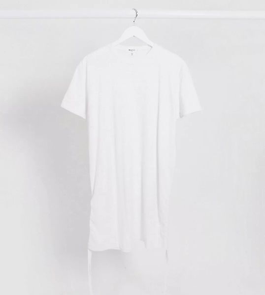 Missguided Tall – T-Shirt-Kleid mit geraffter Seite in Weiß günstig online kaufen